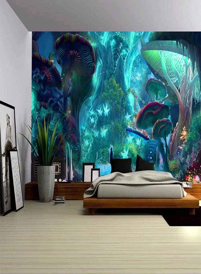 Aidatain Enchanted Forest Mushroom Plant Tapestry Fairy Tale Large Tree Jungle Landscape Wall Hanging Flannel Large 80" 60" Tapestries for Bedroom Living Room Dorm GTWHAT250 - Image 2