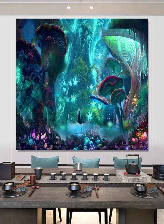 Aidatain Enchanted Forest Mushroom Plant Tapestry Fairy Tale Large Tree Jungle Landscape Wall Hanging Flannel Large 80" 60" Tapestries for Bedroom Living Room Dorm GTWHAT250 - Image 5