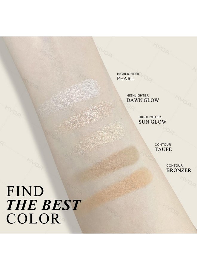 KYDA KYDA Face Highlighter Palette, High Glossy Face Illuminator Palette, Narutal Glow Finish, Pearl Shimmer Smooth Baked Powder, Lasting Sparkling Highlighter Makeup-SUN GLOW  - Image 3