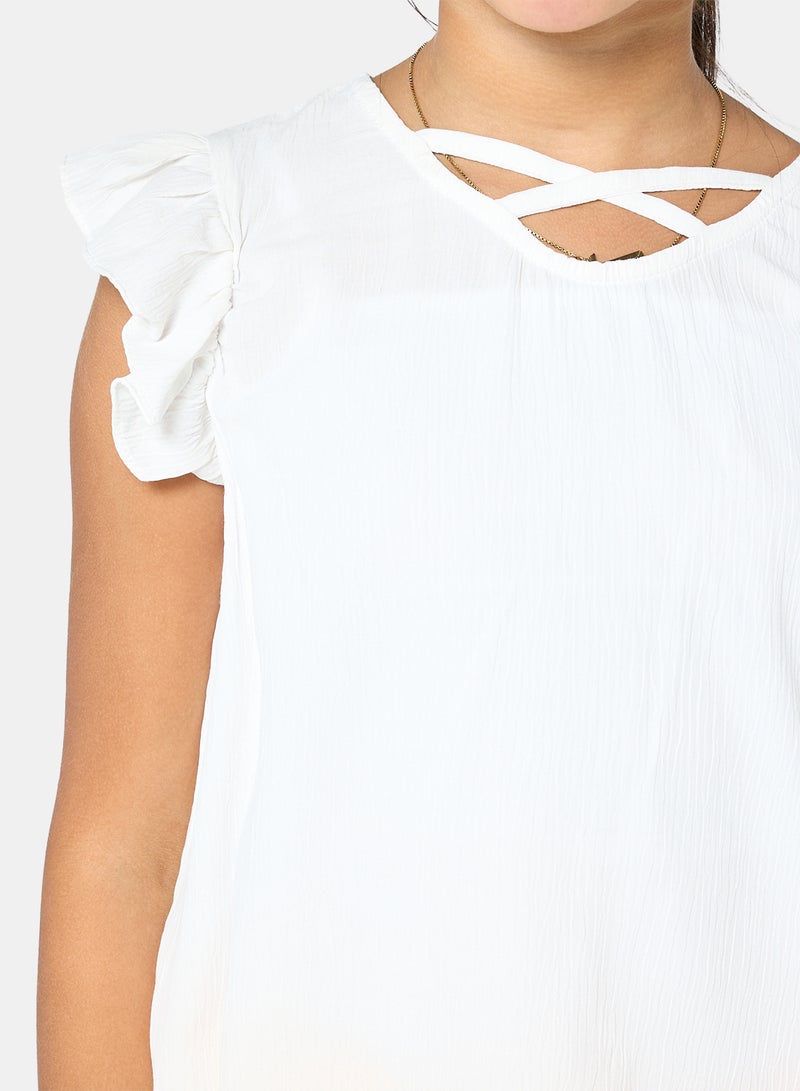 Panco Girls VINTAGE Ruffled Sleeve Blouse - Image 3