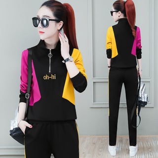 Casual Sports suit Womens Spring and Autumn New Korean-style Loose Collar Half Zipper Western-style Stitching Two-piece Fashionable Sweatshirt Rose - pzsku/ZB80BAD7EBD9976CDA5A0Z/45/1746232810/73e6e5cf-dc03-4a4a-b057-3db12e7b83a1