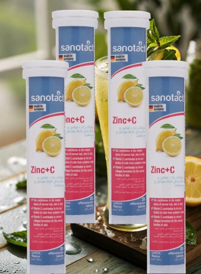 sanotact 4 Pieces Sanotact Zinc and Vitamin C 20 Lemon Effervescent Tablets  - Image 1