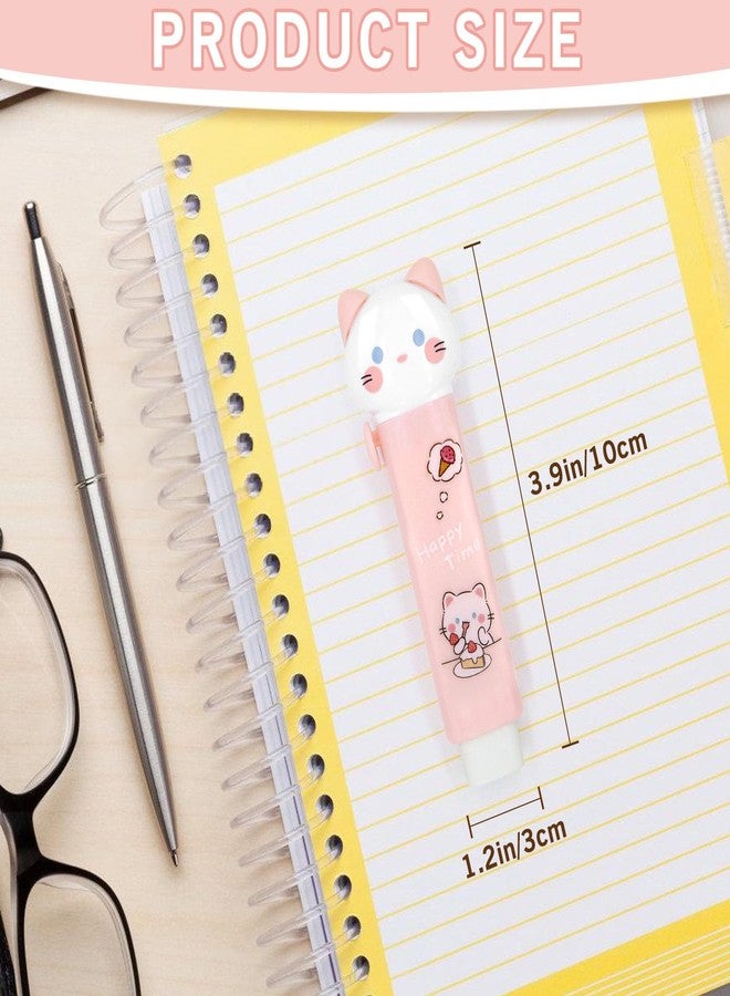 CUTEABC Retractable Cat Erasers,4PCS Cute Cat Push-Pull Eraser for School,Office & Art Supplies,Retractable Pencil Erasers with Cat Style Pink Grey Yellow White Eraser Set for Students & Adults - Image 2