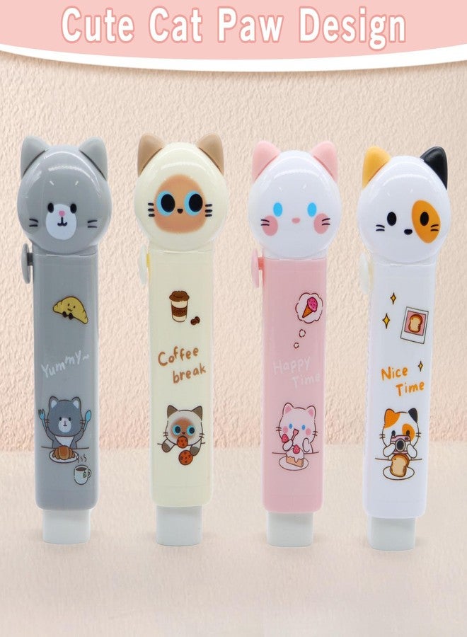 CUTEABC Retractable Cat Erasers,4PCS Cute Cat Push-Pull Eraser for School,Office & Art Supplies,Retractable Pencil Erasers with Cat Style Pink Grey Yellow White Eraser Set for Students & Adults - Image 5