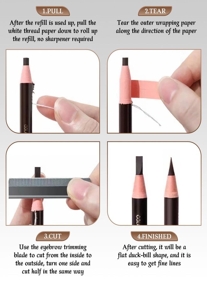 SUMEITANG 12 Piece Light Brown Waterproof Eyebrow Pencils for Women w/Microblading Eyebrow Pencil & Brow Trimming Supplies Kit Permanent Eye Brow Liners For Salon-Quality Shaping & Filling Of Marks - Image 4
