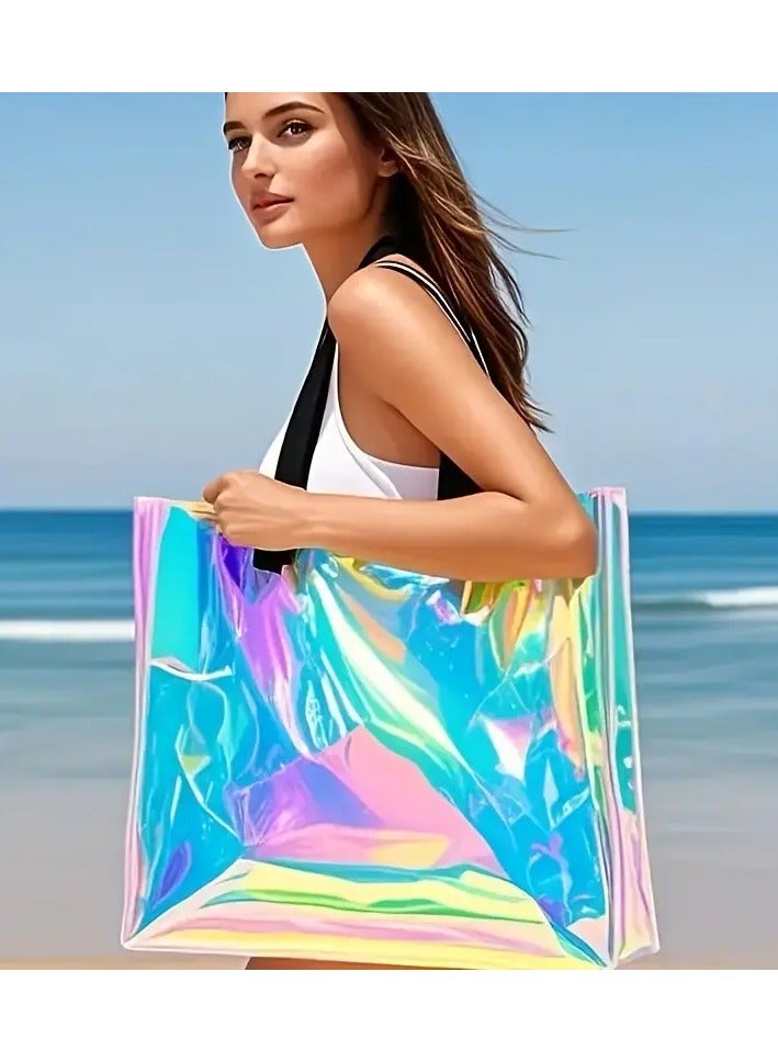 Vibrant Rainbow Tote Bag – Large Shoulder Bag for Beach, Seaside & Daily Use, Durable Polypropylene Material  - Image 1