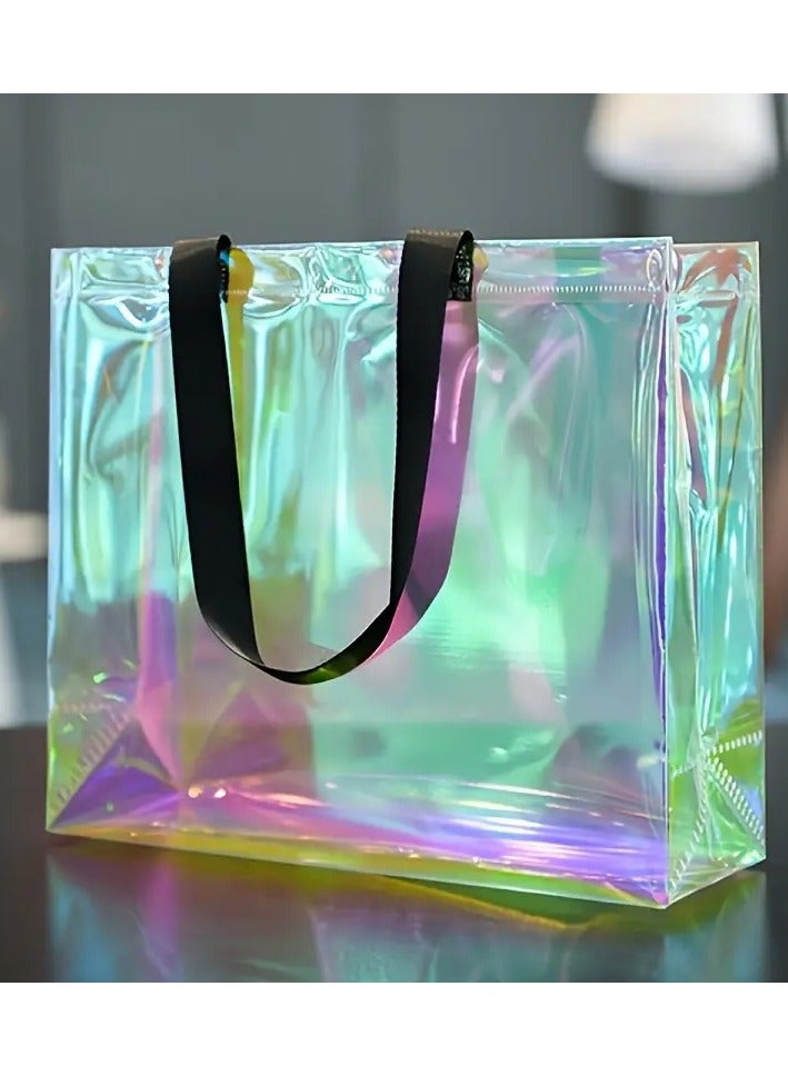 Vibrant Rainbow Tote Bag – Large Shoulder Bag for Beach, Seaside & Daily Use, Durable Polypropylene Material  - Image 2