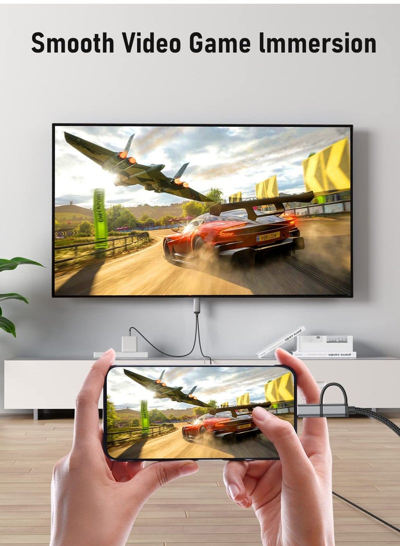 2-in-1 Lightning to HDMI Adapter for iPhone  Android, USB C to HDMI Cable, Type C to HDMI Cord, iPad, for iPad Sync Screen Connector Directly Connect on HDTV/Monitor/Projector - (2 m) - Image 2