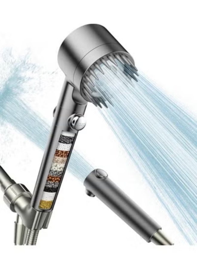 Shower Head with Handheld, High Flow Even with Low Water Pressure Flow and Multiple Spray Modes Shower Head with Filter with hose 60" Bracket, Rubber Washers and extra 3 Cotton Filters - Image 2