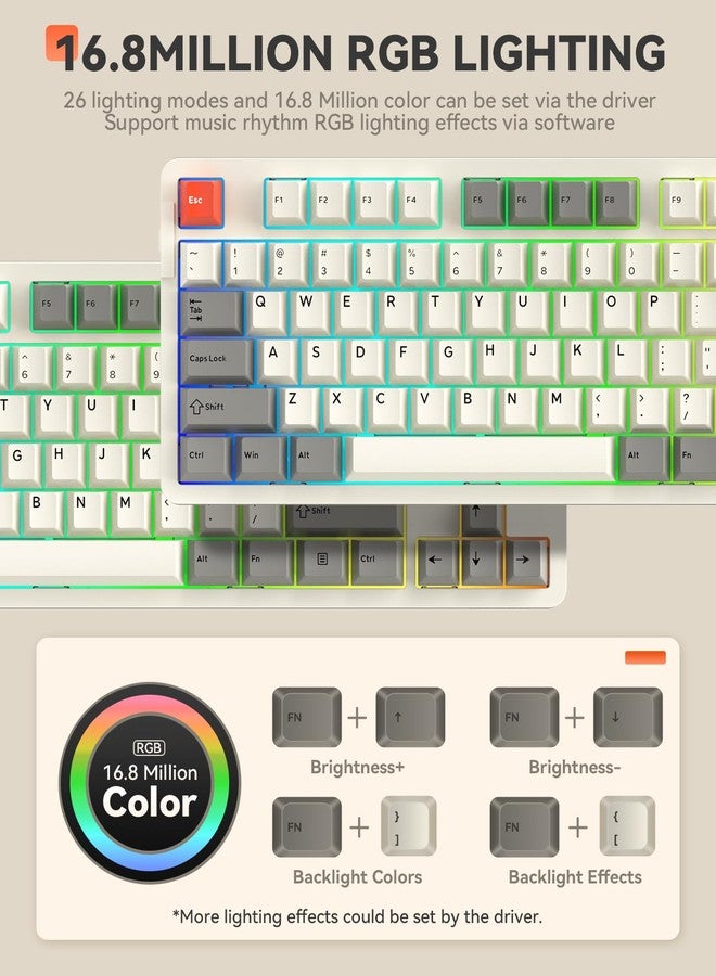 DAREU EK87PRO 80% Wireless Mechanical Gaming Keyboard,TKL Tri-Mode RGB Keyboard with Hot-Swappable,PBT Keycaps,Gasket Mount,6-Layer Padding for Win/Mac - Image 5