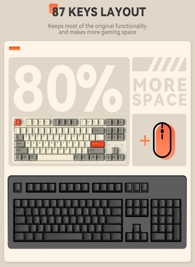 DAREU EK87PRO 80% Wireless Mechanical Gaming Keyboard,TKL Tri-Mode RGB Keyboard with Hot-Swappable,PBT Keycaps,Gasket Mount,6-Layer Padding for Win/Mac - Image 3