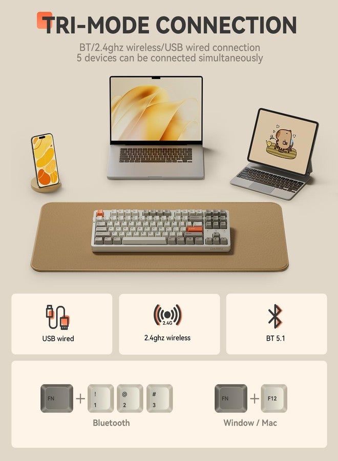 DAREU EK87PRO 80% Wireless Mechanical Gaming Keyboard,TKL Tri-Mode RGB Keyboard with Hot-Swappable,PBT Keycaps,Gasket Mount,6-Layer Padding for Win/Mac - Image 4