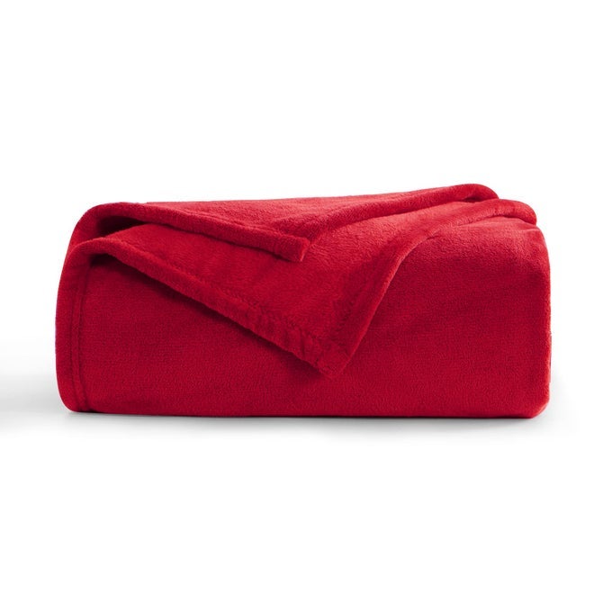 FLEECE BLANKET RED THROW VERSATILE SOFT WARM BLANKET FLUFFY THROWS FOR SOFA COUCH SINGLE SIZE COZY SOLID BED FLANNEL BLANKET FOR TRAVEL 130X150CM