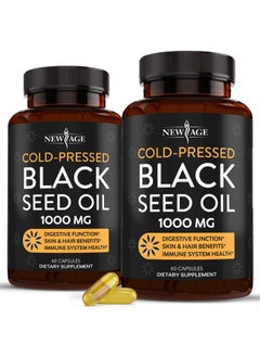 New Age NEW AGE Black Seed Oil Softgel Capsules - Premium Cold-Pressed Nigella Sativa Producing Pure Black Cumin Seed Oil - Non-GMO & Vegetarian (120 Softgels)  - Image 1