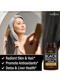New Age NEW AGE Black Seed Oil Softgel Capsules - Premium Cold-Pressed Nigella Sativa Producing Pure Black Cumin Seed Oil - Non-GMO & Vegetarian (120 Softgels)  - Image 4