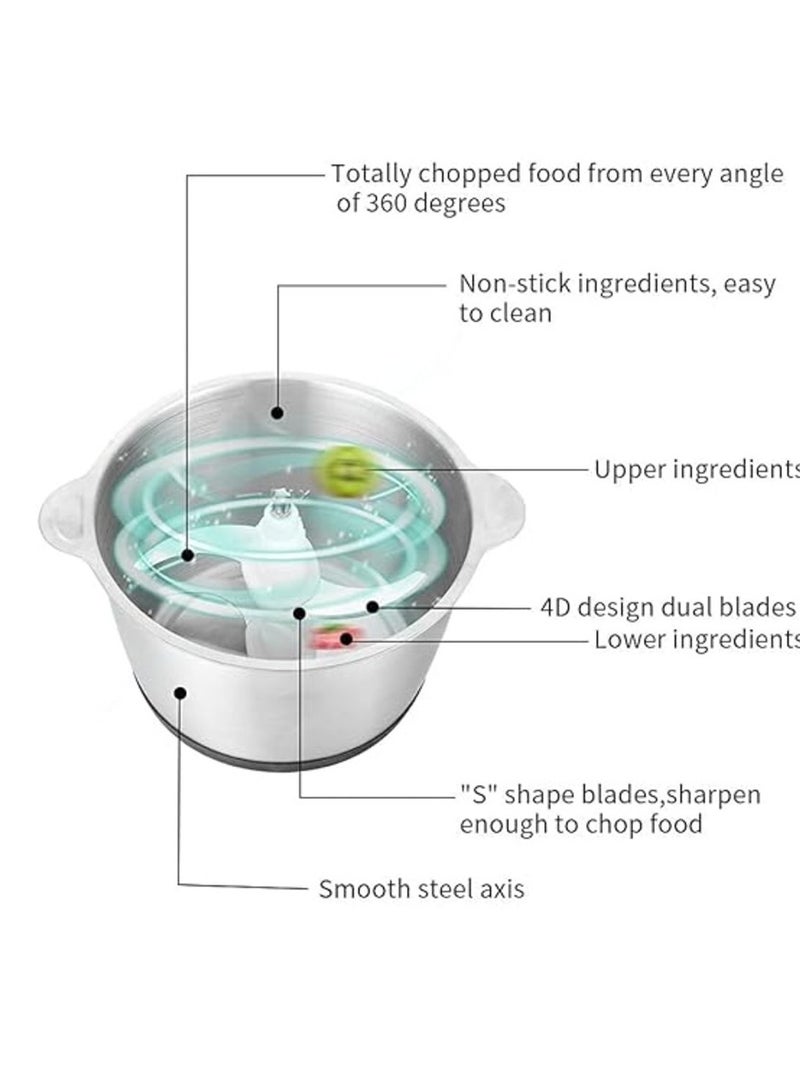 Electric 350W Steel Body Meat Vegetables Fruits Nuts Food Processor Mincer Mixer Grinder with Bowl  - Image 2