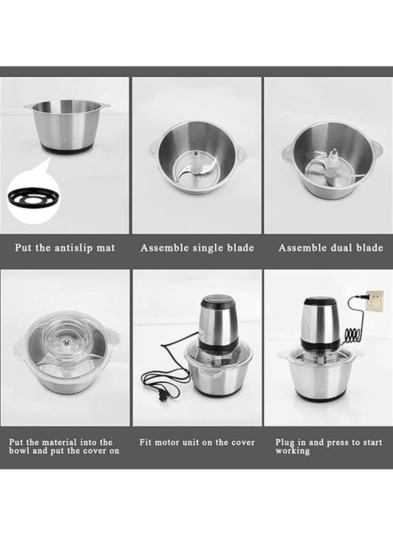 Electric 350W Steel Body Meat Vegetables Fruits Nuts Food Processor Mincer Mixer Grinder with Bowl  - Image 3