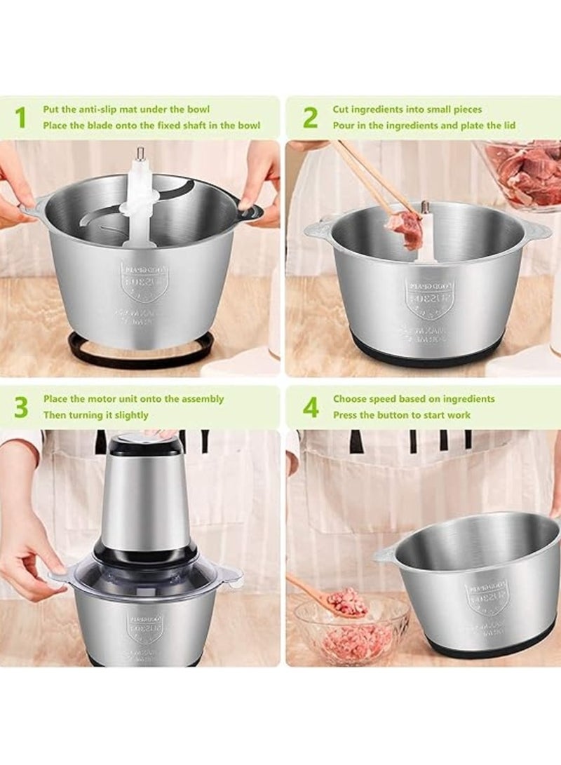 Electric 350W Steel Body Meat Vegetables Fruits Nuts Food Processor Mincer Mixer Grinder with Bowl  - Image 5