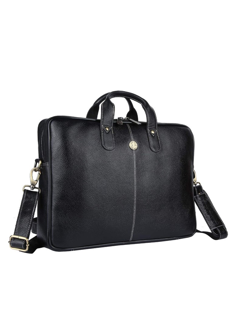 HAMMONDS FLYCATCHER - Leather Laptop Bag for Men - Office Bag, Black Color - Fits Up to 14/15.6 Inch Laptop/MacBook - Laptop Messenger Bags/Leather Bag for Men with Adjustable Shoulder Strap - Image 1