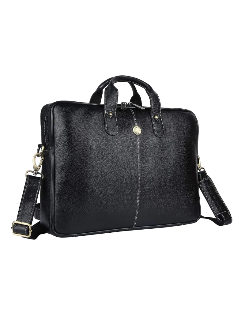 Hammonds Flycatcher  Leather Laptop Bag for Men - Office Bag, Black Color - Fits Up to 14/15.6 Inch Laptop/MacBook - Laptop Messenger Bags/Leather Bag for Men with Adjustable Shoulder Strap  | Best Price UAE