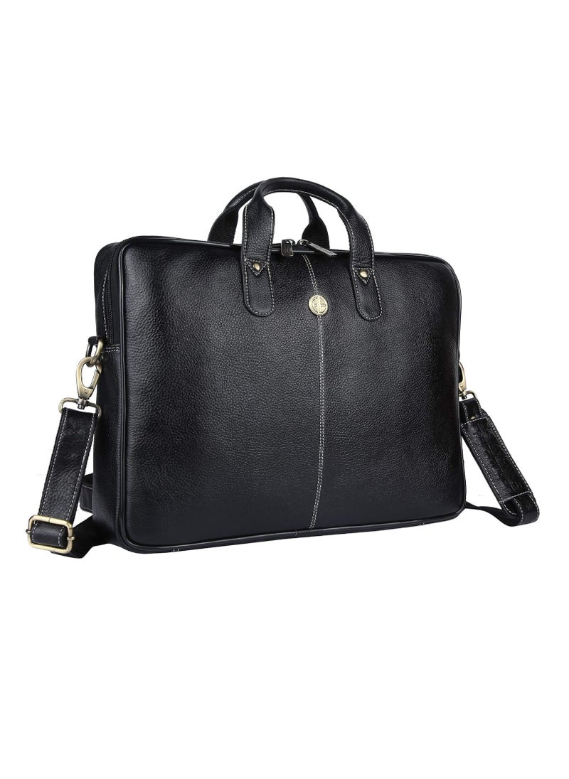 HAMMONDS FLYCATCHER - Leather Laptop Bag for Men - Office Bag, Black Color - Fits Up to 14/15.6 Inch Laptop/MacBook - Laptop Messenger Bags/Leather Bag for Men with Adjustable Shoulder Strap - Image 1