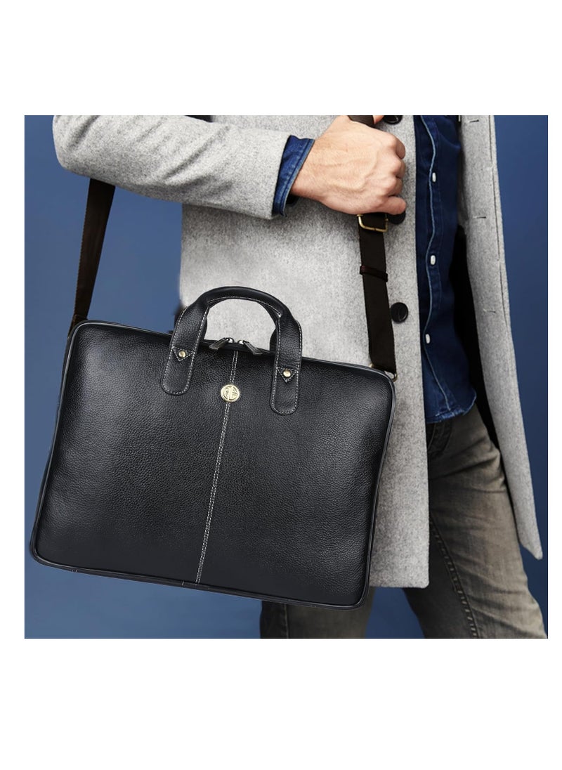 HAMMONDS FLYCATCHER - Leather Laptop Bag for Men - Office Bag, Black Color - Fits Up to 14/15.6 Inch Laptop/MacBook - Laptop Messenger Bags/Leather Bag for Men with Adjustable Shoulder Strap - Image 1