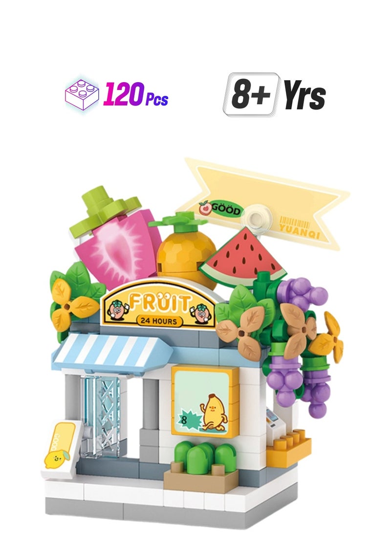 Fresh Fruit Shop 120pcs, Street View House Set Building Block Toys, Educational Assembly Model Gift For Children - Image 1