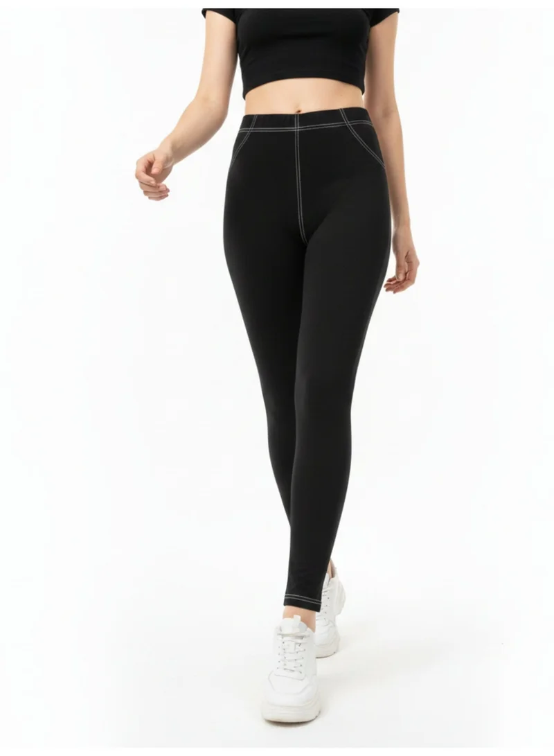 Outzidr  Black High Waist Fitted Leggings for Women | Best Price UAE
