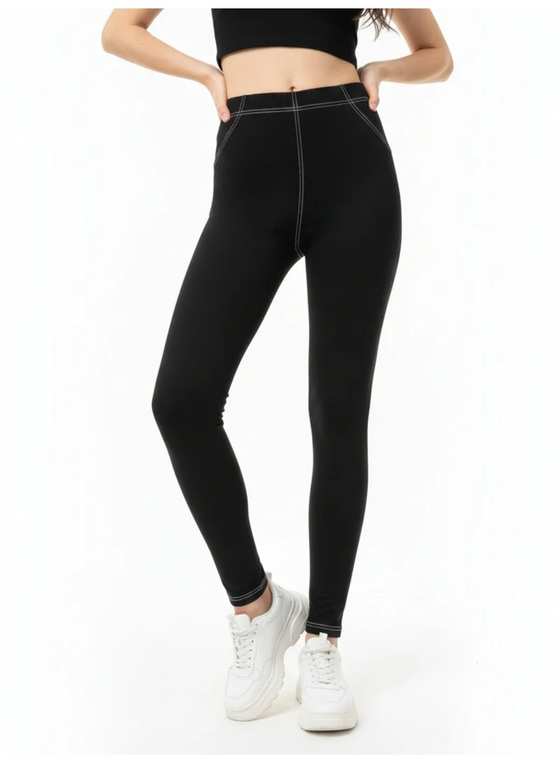 Outzidr  Black High Waist Fitted Leggings for Women | Best Price UAE