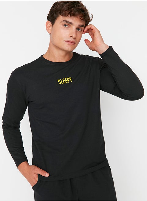 Pajama Set - Black - Slogan