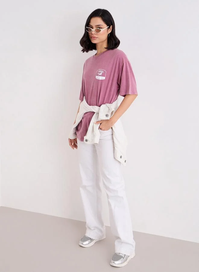 Styli Styli Women Pink Acid Washed Oversized T-Shirt