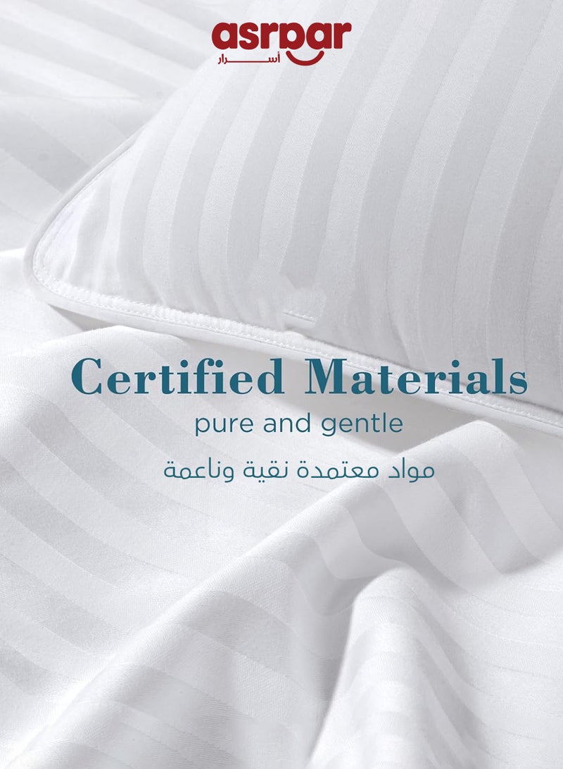 Asraar Premium 20 cm Thick Microfiber Bed Pillows With Stripes, Standard Size 1000 Grams, Hotel-Quality Cooling Pillow for All Sleep Positions - Ideal for Side, Back & Stomach Sleepers, Fluffy Bed Stripe Pillows for Bed, Machine Washable, 75 x 50 cm White - 3 Pillow - Image 3