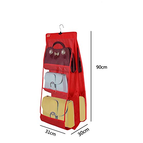 KANUSHI Industries® Large Purse Organizer for Ladies Handbag/Purse Hanger for Wardrobe (Color - Red) - Image 2