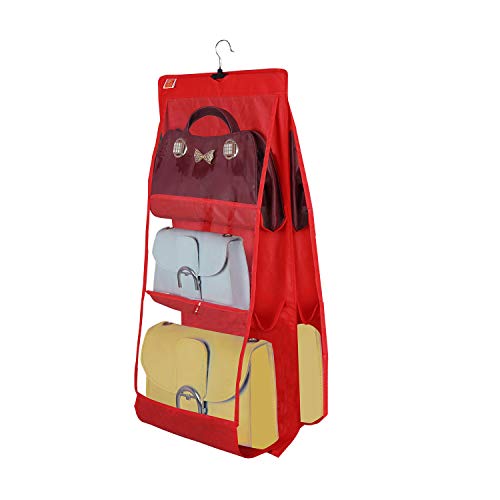 KANUSHI Industries® Large Purse Organizer for Ladies Handbag/Purse Hanger for Wardrobe (Color - Red) - Image 1