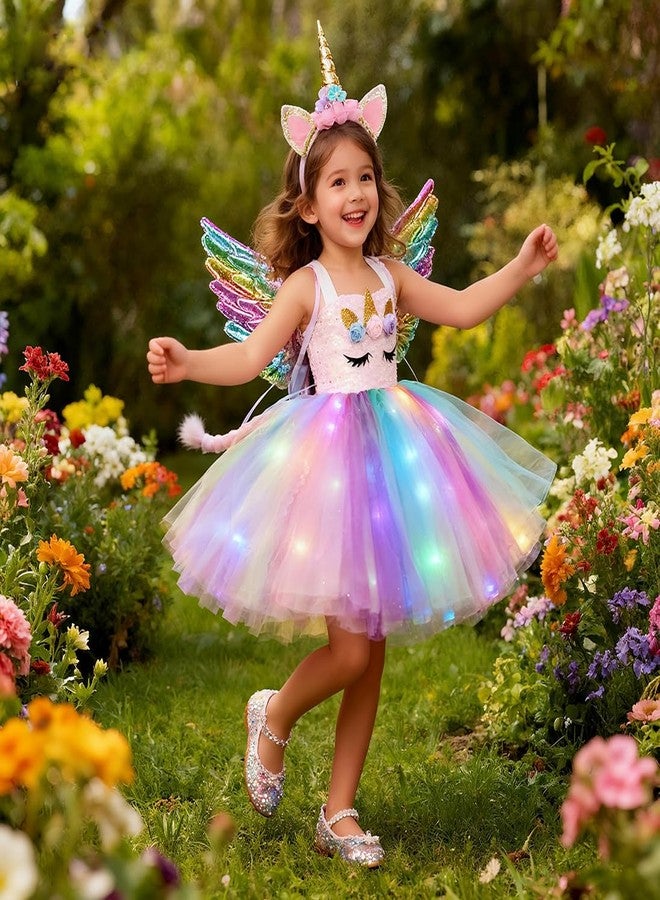 Davsolly Unicorn Costume for Girls Led Light Up Unicorn Princess Tutu Outfit for Halloween Dress Up Birthday Christmas Gifts - Image 4