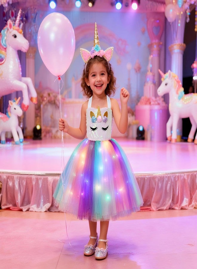 Davsolly Unicorn Costume for Girls Led Light Up Unicorn Princess Tutu Outfit for Halloween Dress Up Birthday Christmas Gifts - Image 3