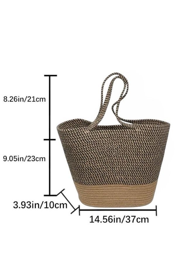 DYARCHY Women's Stylish Cotton Tote Handbag for Office, Travel, College, Vacations & Shopping (Beige Brown) - Image 4