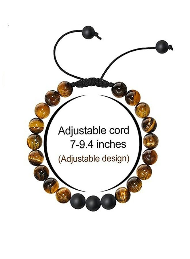 سوار من حجر الحمم الصخرية على شكل عين النمر قابل للتمدد ، لتخفيف التوتر ، سوار مطرز بالحجر الطبيعي ، هدايا إكسسوارات مجوهرات من الأحجار الكريمة - Image 2