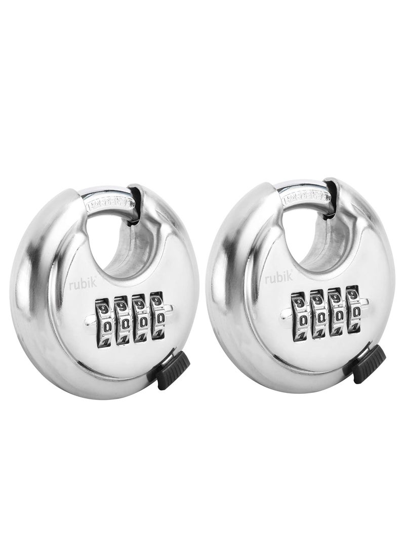 Rubik 4-Digits Combination Padlock, Alloy Steel Security Lock for School, Gym, Toolbox, Closet, Wardrobe, Gate, Cabinet (2 Pack)  - Image 1