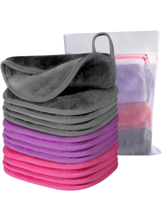 Natwag Makeup Remover Cloth 6 x 6 Make Up Towels Reusable Face Cloth for Washing Face Makeup Remover Pads Microfiber Face Washcloth with Mesh Bag Just Water Ecofriendly 12 PACK - Image 2