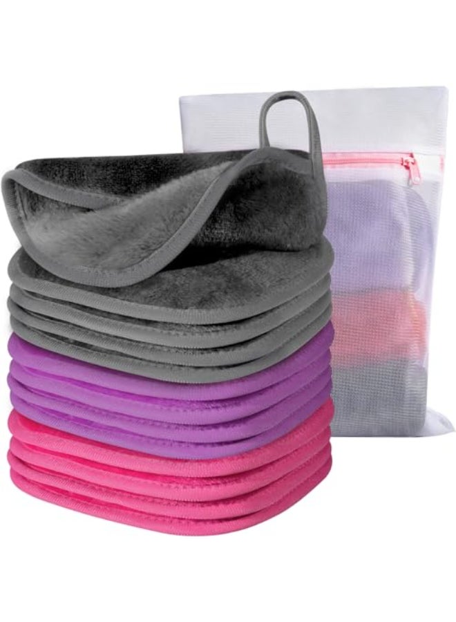Natwag Makeup Remover Cloth 6 x 6 Make Up Towels Reusable Face Cloth for Washing Face Makeup Remover Pads Microfiber Face Washcloth with Mesh Bag Just Water Ecofriendly 12 PACK - Image 1