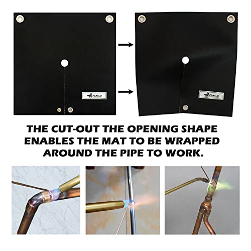 FLASLD Welding Blanket & Heat Shield Mat for Soldering Copper Pipe, 12''x12'' Flame Protector Pad Plumbing Hole Propane Torch (1 Pack) - Image 5