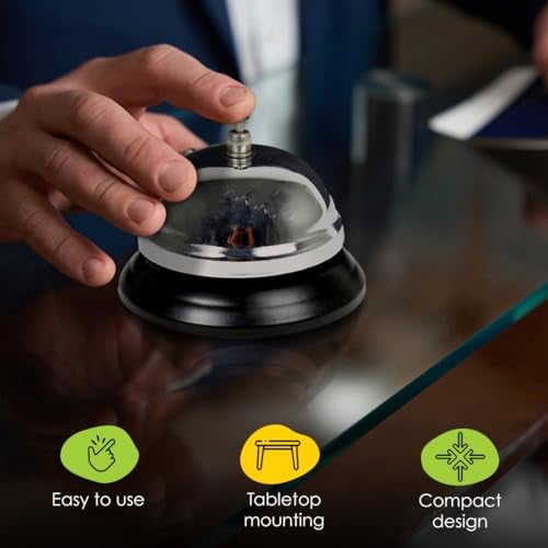 Desk Tech Classic Chrome Desk Bell, Chrome Silver Finish with Black Plastic Base, Perfect for Reception, Office, Classroom, Restaurant Waiting Area, and Service Counter, 3.5" D x 3" H - Image 4