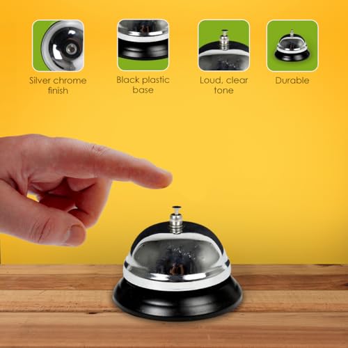 Desk Tech Classic Chrome Desk Bell, Chrome Silver Finish with Black Plastic Base, Perfect for Reception, Office, Classroom, Restaurant Waiting Area, and Service Counter, 3.5" D x 3" H - Image 5
