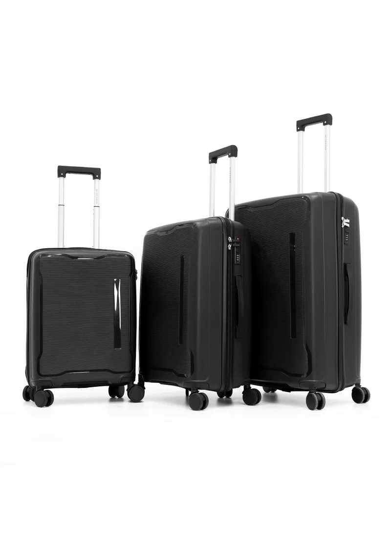 جيوردانو Giordano Hardside Luggage Trolley Bag 3 Pieces set,Black (S-20,M-24,L-28 Inch)