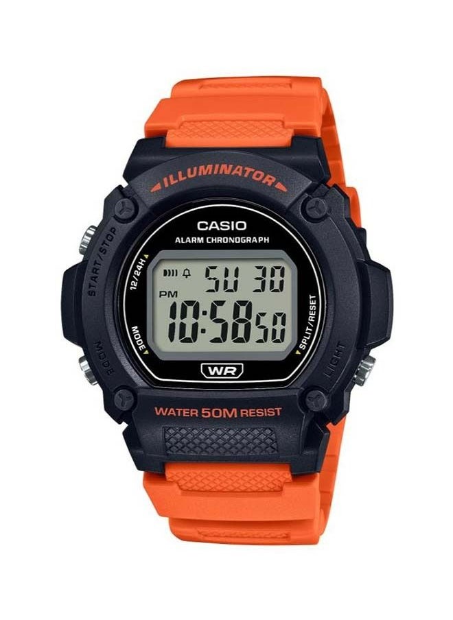 CASIO Hexagon Shape Digital Resin Wrist Watch W-219H-4AVDF - 46mm – Orange/Black  - Image 1