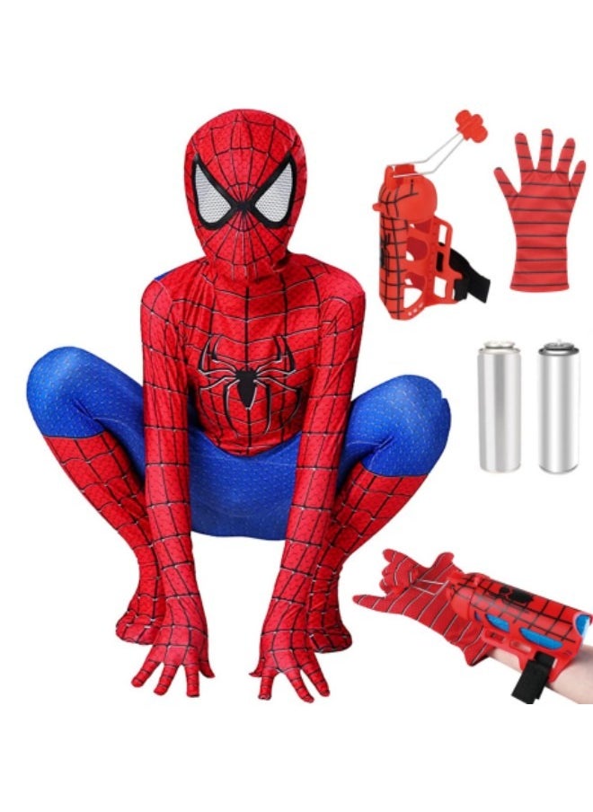 GGEROU - Spider Man Costume Cosplay Set with Launcher Spider Gloves for Kids,3D Style Superhero Role-playing Full Bodysuit with Spider-Man Shock Slinger - Image 1