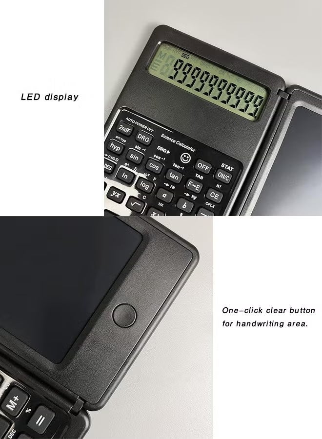 SUNDAREE آلة حاسبة علمية متقدمة تناسب المهنية آلة حاسبة علمية متعددة عرض 4 صفوف مع عرض قابل للمسح شاشات الكريستال السائل لوحة الكتابة ، وإمدادات الطاقة البطارية مع المفكرة ، المفكرة المدرسية ، المفكرة الهندسية ، المعلم مع القلم - Image 2