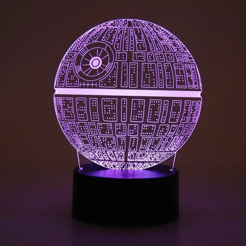 Planet Pattern Acrylic Panel USB Charging Lamp Design - Touch Switch 3D Illusion Light for Room Decor - Image 1