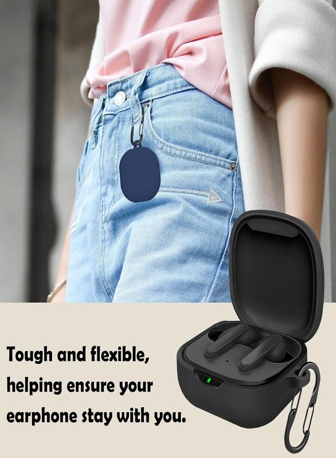 EasyBee [عبوة 2] غلاف easyBee متوافق مع غلاف شحن JBL Vibe Flex، مع 2 سلسلة مفاتيح و 2 حزام مضاد للفقد، مجموعة واقية رقيقة للغاية من السيليكون السائل الناعم - أسود وأزرق - Image 3